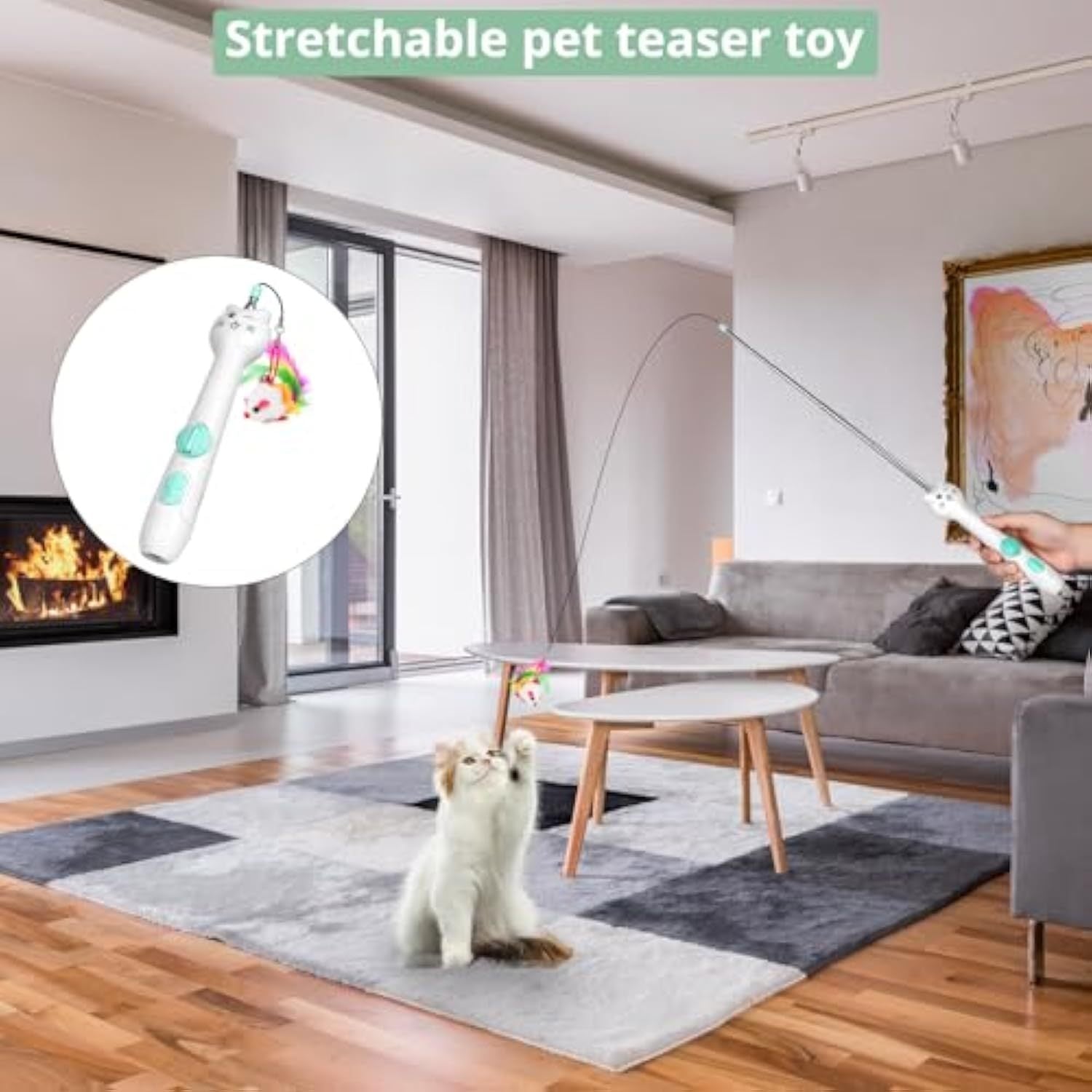 2-in-1 Rechargeable Cat Toy – Laser and Feather