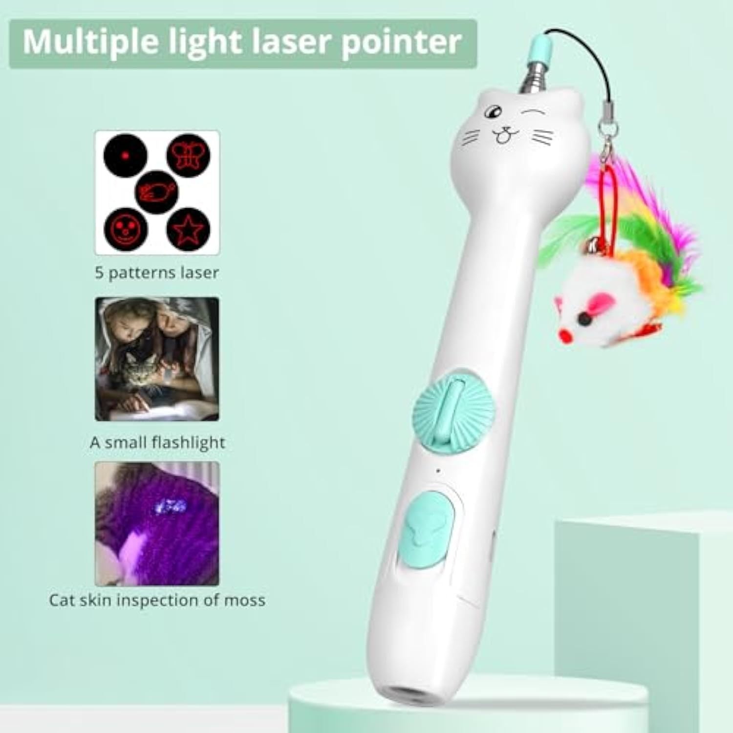 2-in-1 Rechargeable Cat Toy – Laser and Feather